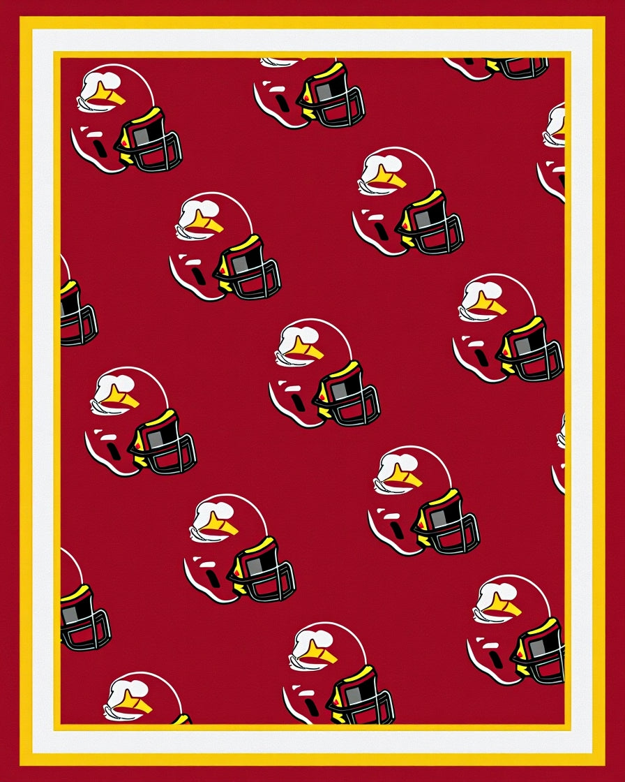 Crimson Yellow Football Helmet Repeating Pattern Rug