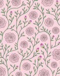 Pink Rose Vine Botanical Art Rug