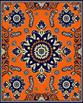 Vibrant Orange Floral Medallion Rug
