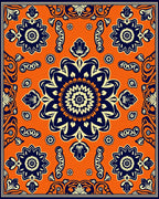 Vibrant Orange Floral Medallion Rug