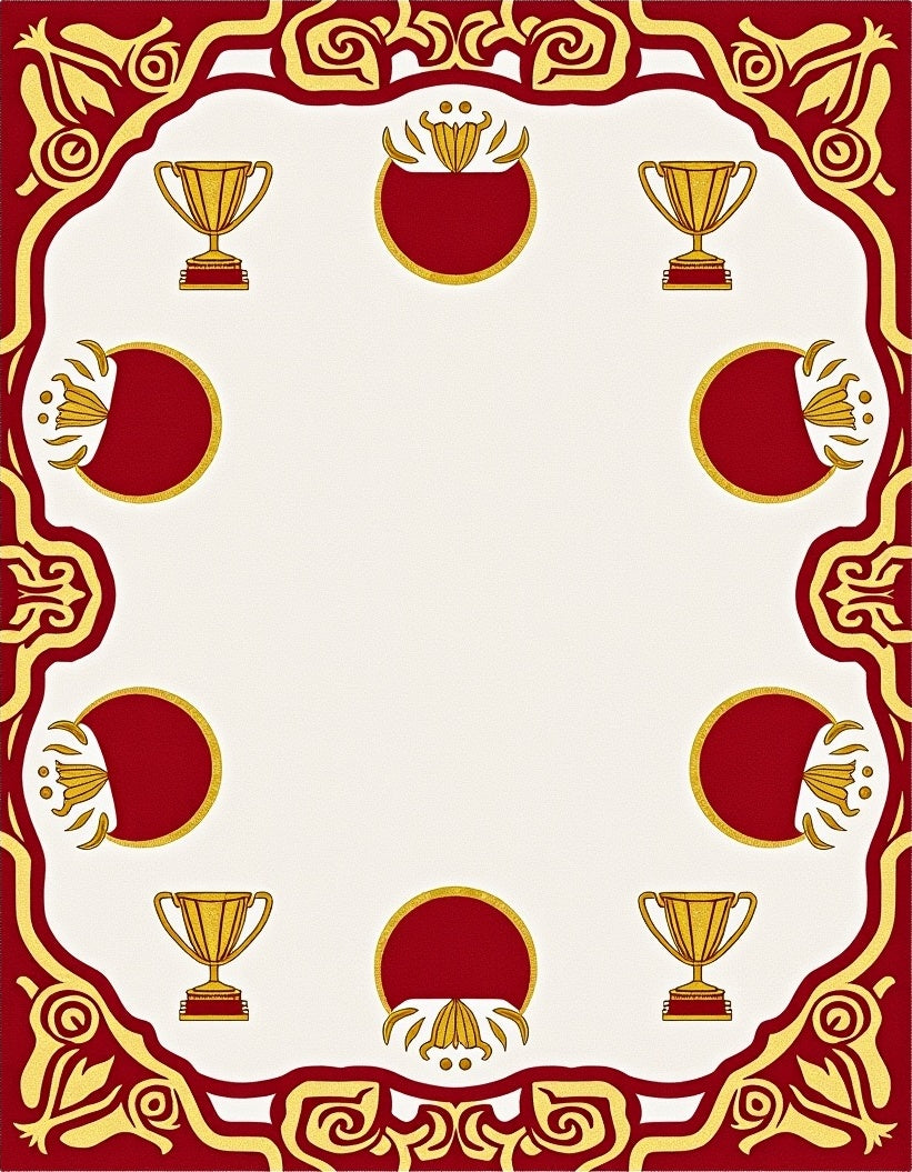 Regal Gold Trophy Red Medallion Border Rug