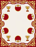 Regal Gold Trophy Red Medallion Border Rug