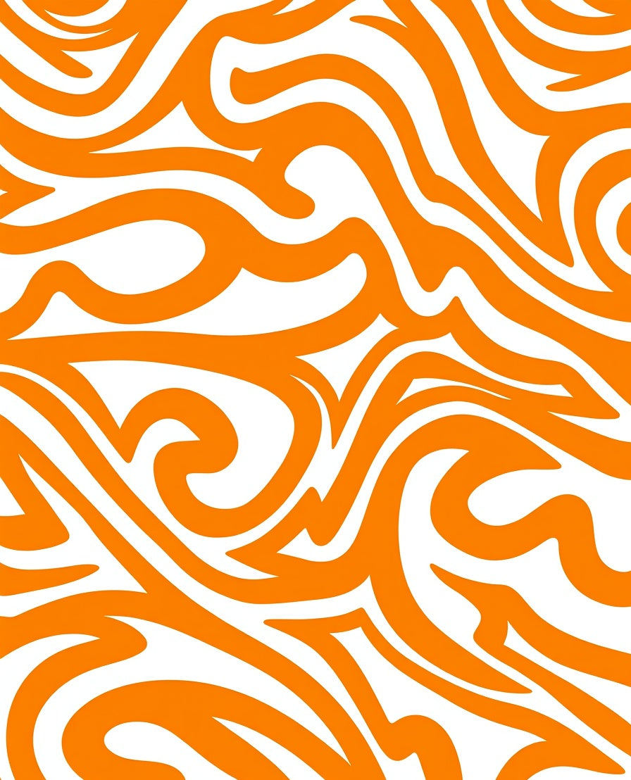 Vibrant Orange Swirl Abstract Rug