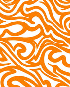Vibrant Orange Swirl Abstract Rug