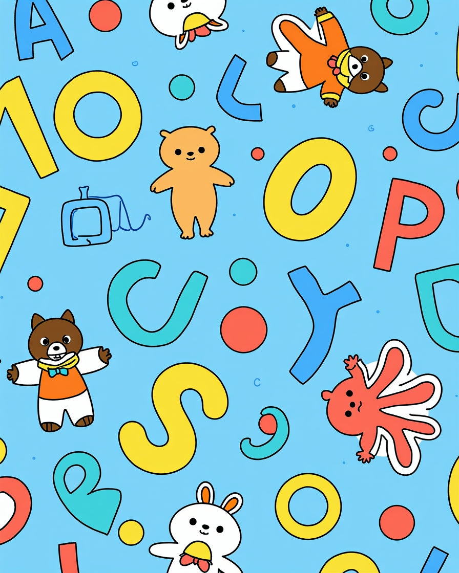 Colorful Alphabet Bears and Bunnies Rag Rug