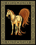 Golden Horse Regal Emblem Black Rug