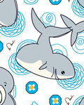 Gray Whales Blue Whirls Floral Accents Rug