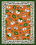 Whimsical Fox Faces Orange Green Border Rug
