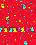 Bright Red Whimsical Cat Sprinkle Collage Rug