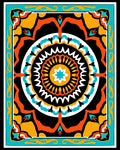Bright Teal Orange Geometric Medallion Rug