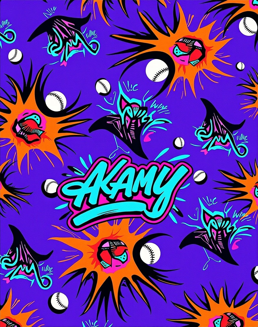 Bold Purple Explosions Baseball Rug