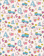 Playful Alphabet Train Kids Scene Rug
