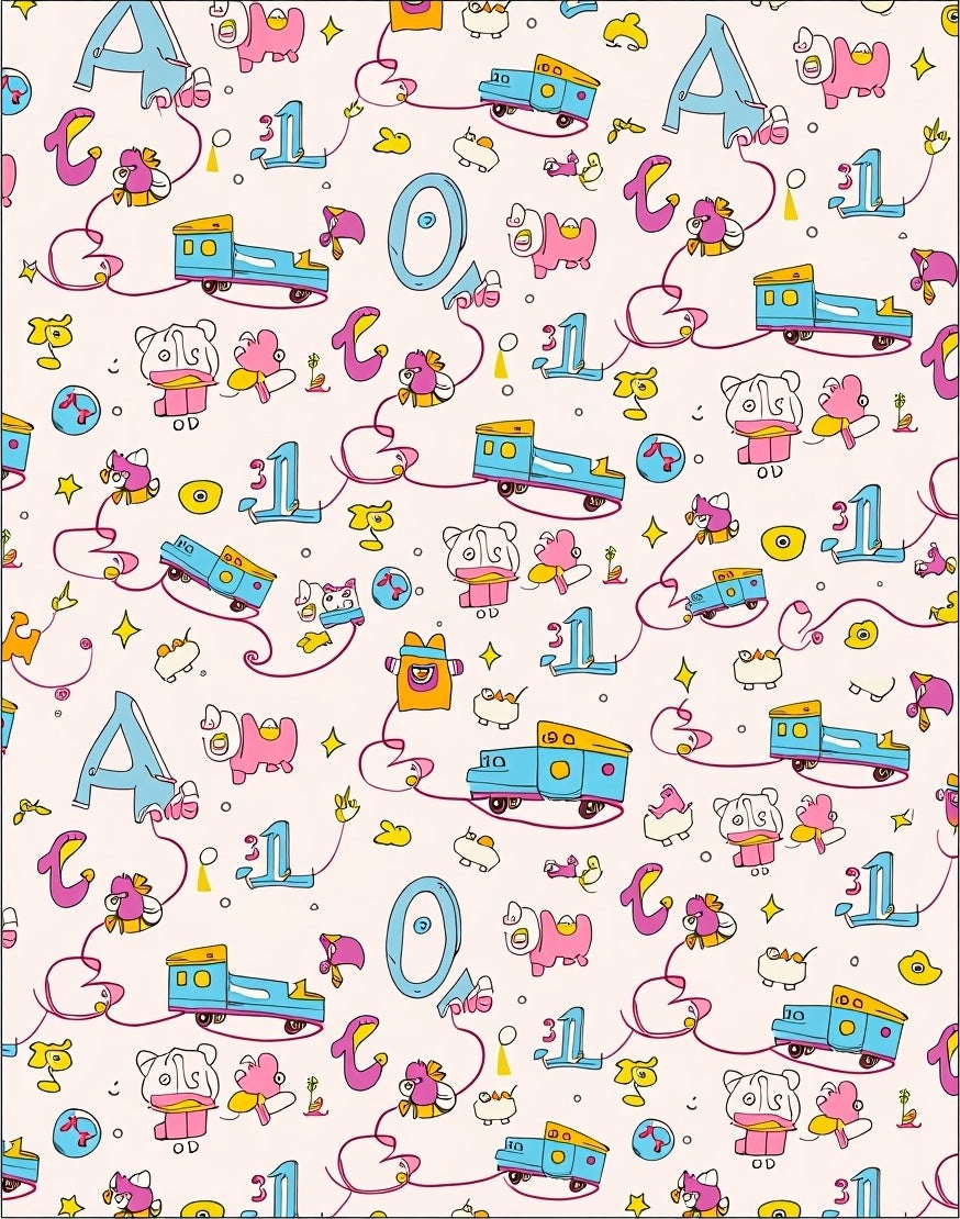 Playful Alphabet Train Kids Scene Rug