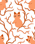 Cute Orange Cat Branch Arrangement Rug