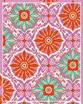 Vibrant Fuchsia Orange Floral Mandala Rug