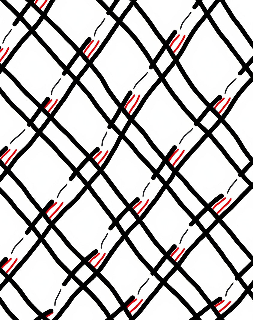 Black Red Diamond Lattice Rug