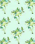 Whimsical Light Green Creature Swirl Rug