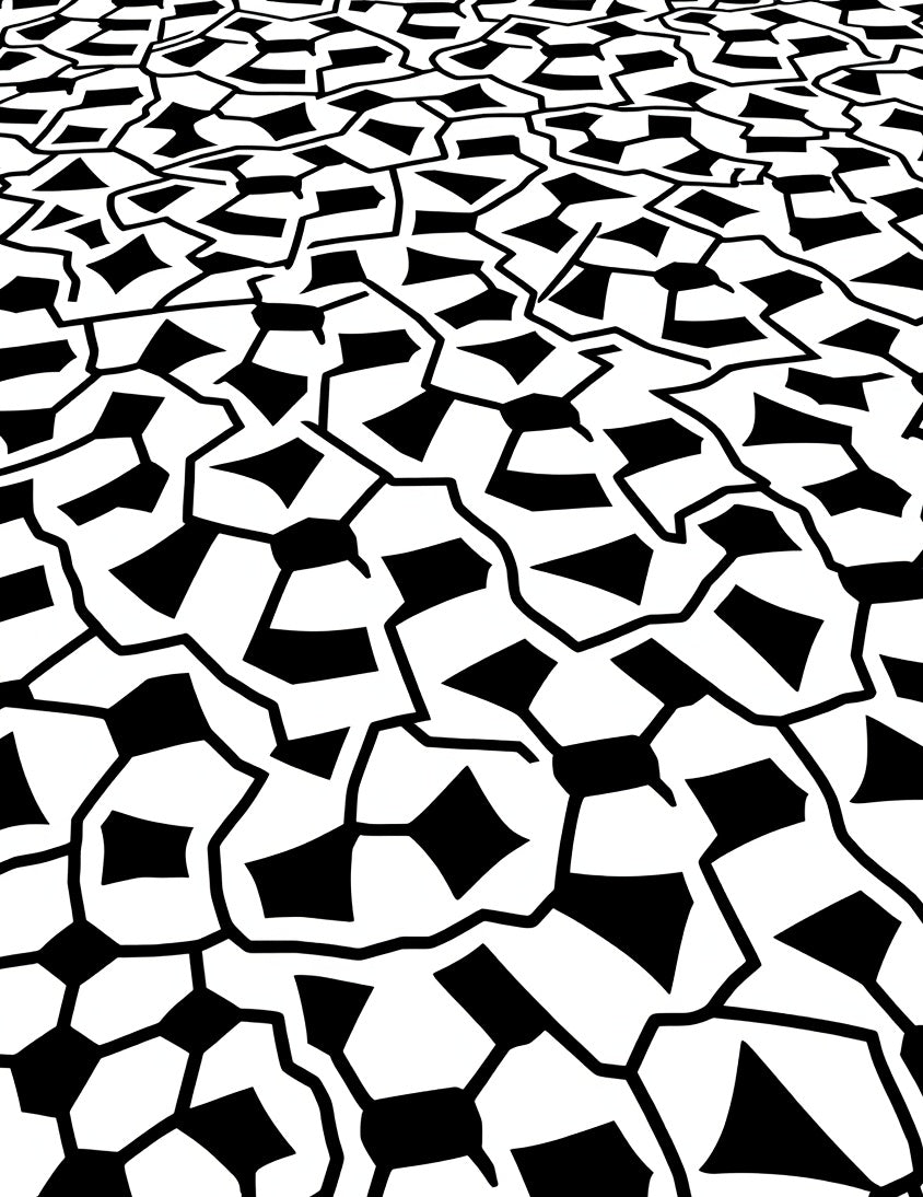 Black White Geometric Tessellation Rug