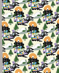 Whimsical Orange Black Tree Landscape Rug