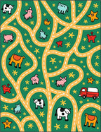 Whimsical Farm Animal Road Adventure Rug