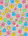 Whimsical Colorful Cartoon Faces Rug