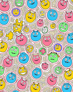 Whimsical Colorful Cartoon Faces Rug