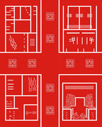 Monochromatic Red Abstract Geometric Structure Rug