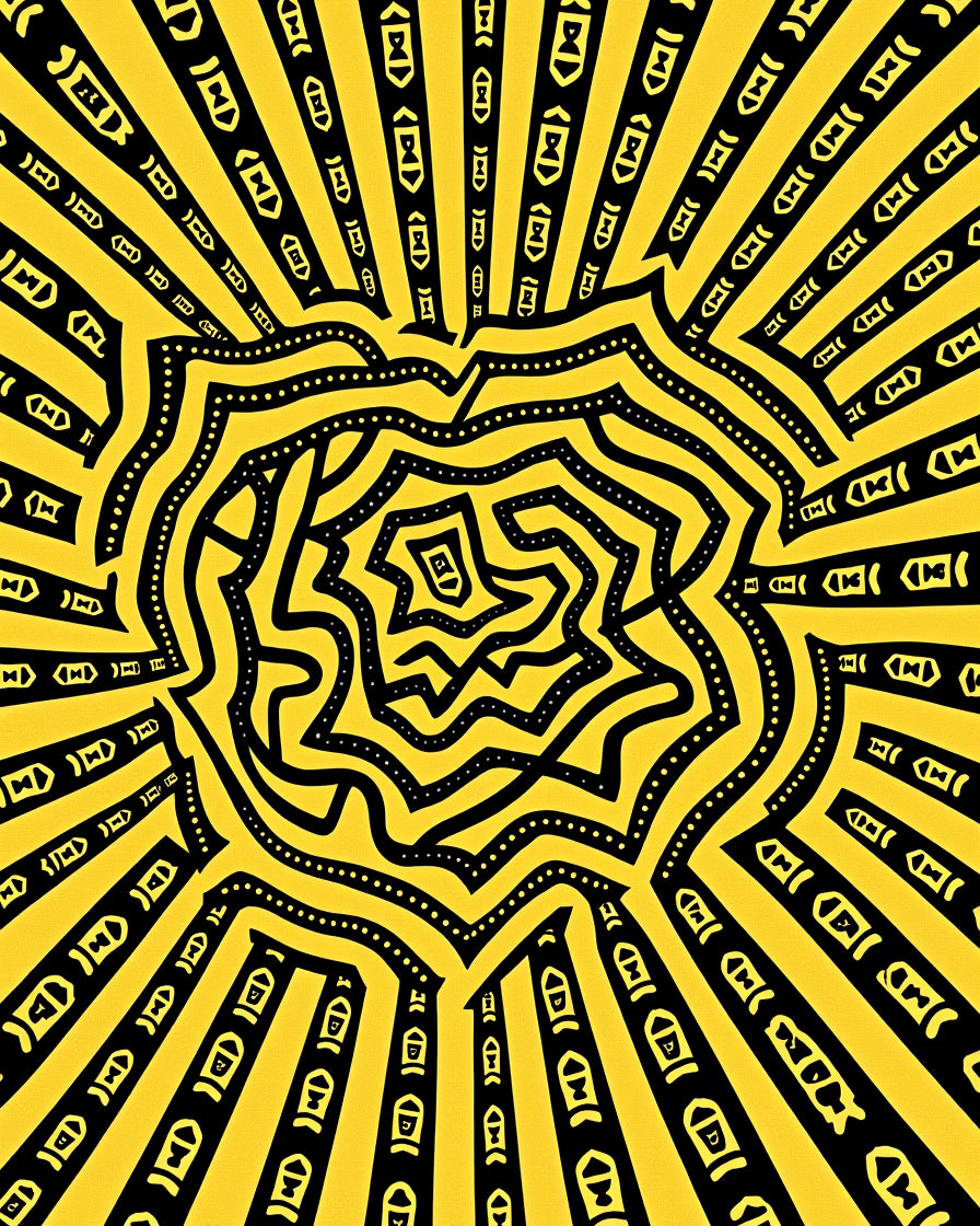 Radiant Yellow Geometric Sunburst Rug