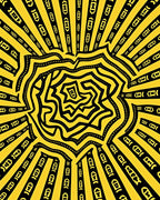 Radiant Yellow Geometric Sunburst Rug