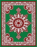 Crimson White Floral Border Green Rug