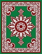 Crimson White Floral Border Green Rug