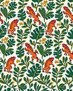 Vibrant Orange Tiger Tropical Foliage Rug