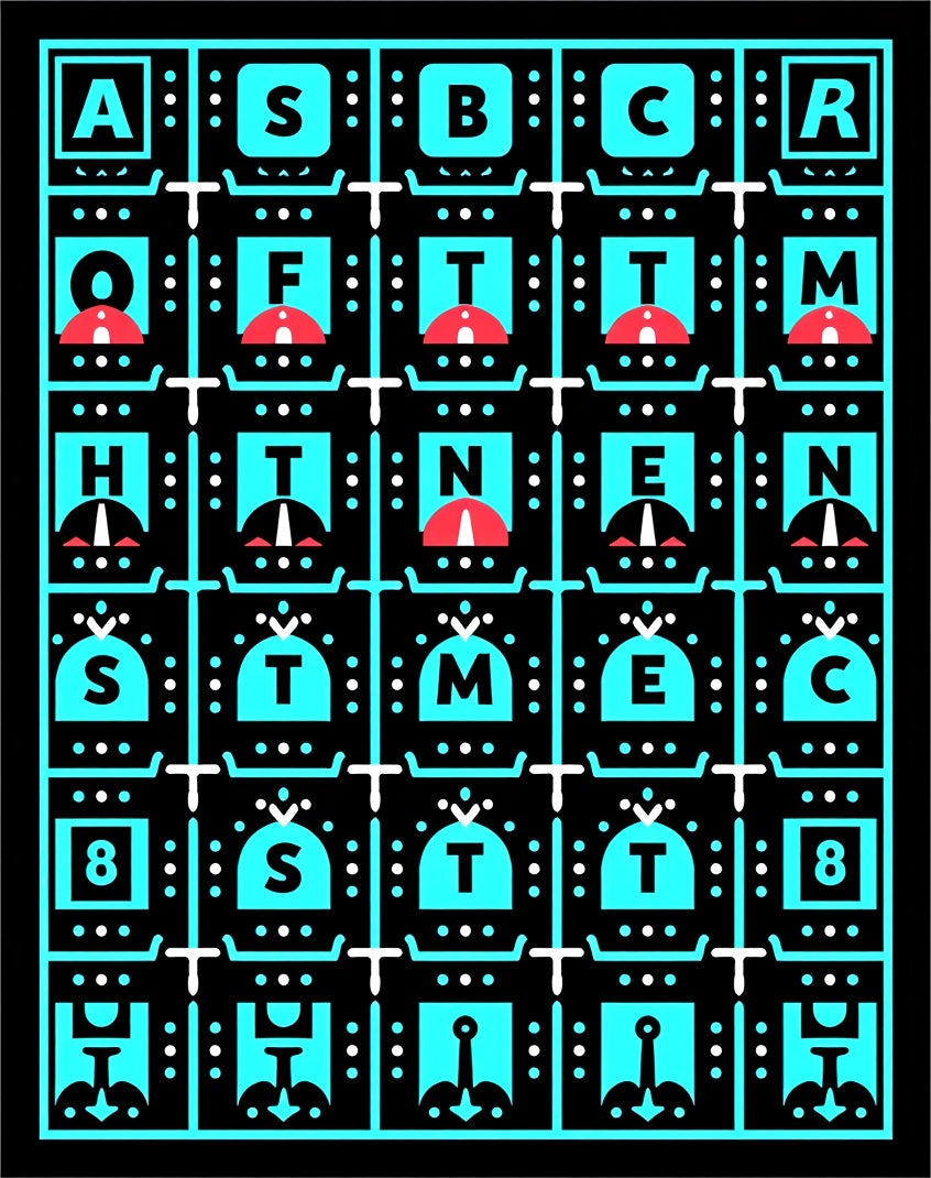 Minimalist Turquoise Geometric Letter Rug