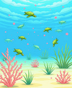 Serene Sea Turtle Coral Reef Scene Rug