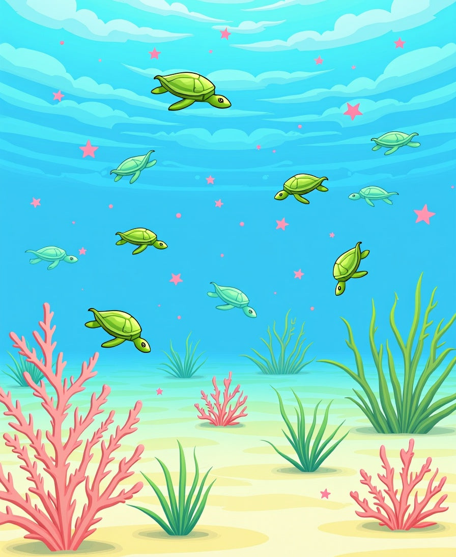 Serene Sea Turtle Coral Reef Scene Rug