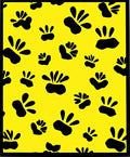 Bright Yellow Black Paw Prints Scatter Rug