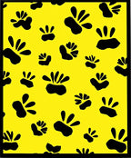 Bright Yellow Black Paw Prints Scatter Rug