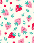 Sweet Red Pink Strawberry Foliage Sprigs Rug