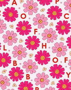 Pink Daisy Garden Alphabet Rug