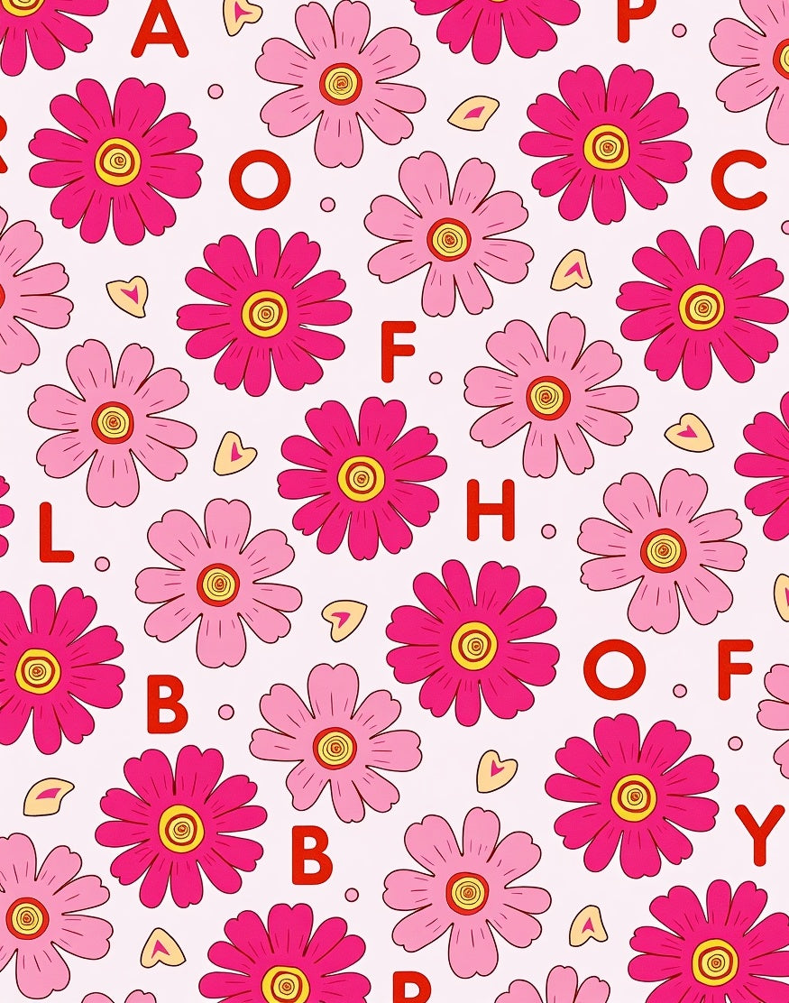 Pink Daisy Garden Alphabet Rug