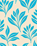 Bright Teal Leafy Sprigs Botanical Rug