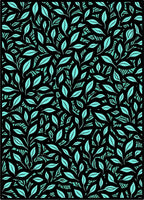 Teal Leaves on Black Background Rug