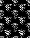 Abstract White Rose Outline Black Rug