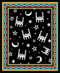 Whimsical Starry Night Mosque Border Rug