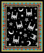 Whimsical Starry Night Mosque Border Rug