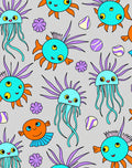 Cute Teal Jellyfish Orange Fish Ocean Rug
