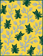 Whimsical Green Creatures Yellow Garden Rug