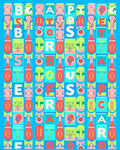 Bold Alphabet Grid Cubes And Faces Rug