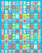 Bold Alphabet Grid Cubes And Faces Rug