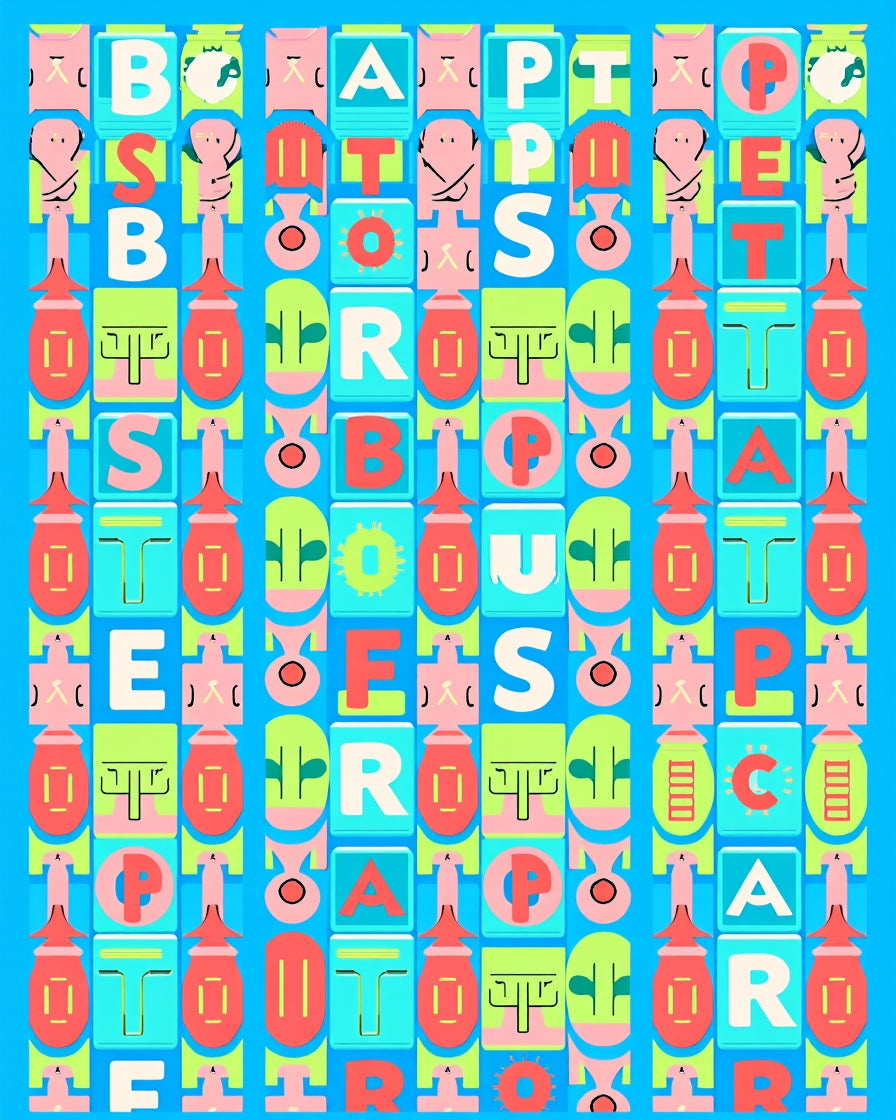 Bold Alphabet Grid Cubes And Faces Rug